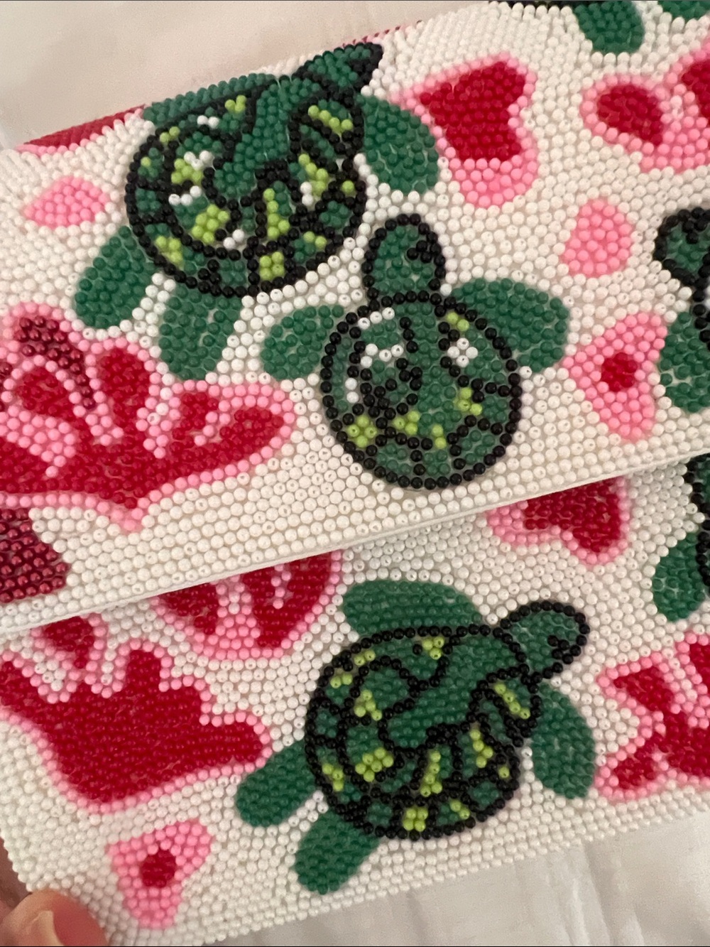 T.J.Maxx White Beaded Turtle & Floral Shoulder Bag - Picture 3 of 4